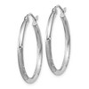 Black Bow Jewelry 2mm x 25mm 14k White Gold Satin & Diamond-Cut Round Hoop Earrings - 2 of 4