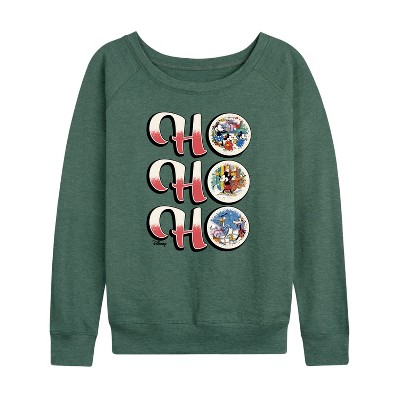 Women's - Disney - Ho Ho Ho Lightweight French Terry Wide Neck Long Sleeve Graphic Shirt
