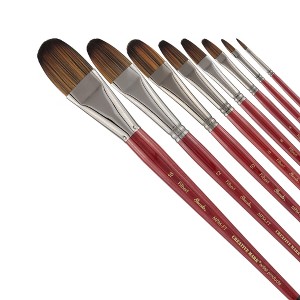 Creative Mark Staccato Synthetic Art Paint Brush - Assorted Filbert Brush Set of 8 - Long Handle, Hand-Crafted Artist Paint Brush Set - Multimedia - 1 of 4