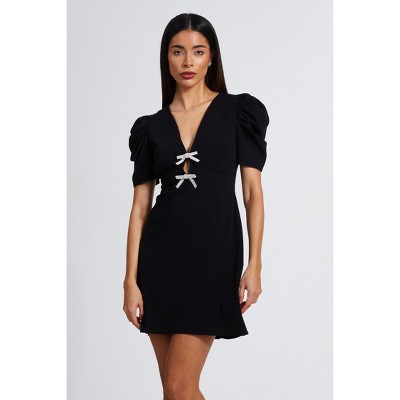 Quiz Women's Scuba Crepe Bow Detail Mini Dress