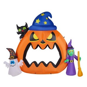 Karl Home 6.9 FT Halloween Inflatable Pumpkin Photo Frame with White Ghost Black Cat Witch - 1 of 4