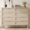 Jojoka 8-Drawer Rattan Dresser, Farmhouse Chest with Golden Handles & 5 Sturdy Legs, Wood Storage Organizer for Bedroom, Living Room, Entryway - 3 of 4