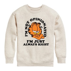 Boys' - Garfield - Always Right Graphic Long Sleeve Fleece Sweatshirt - 1 of 4