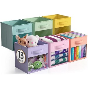 Sorbus 13 Inch 6 Pack Collapsible Fabric Storage Bins with Clear Window - for Organizing Clothes, Toys, Books, Shelves, Closets & more - 1 of 4
