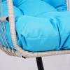 DOMETOUR Outdoor Egg Hanging Chair with Stand, Patio Wicker Swing Egg Chair Indoor Swinging Chair Outdoor Hammock Egg Chair BLUE - 2 of 4