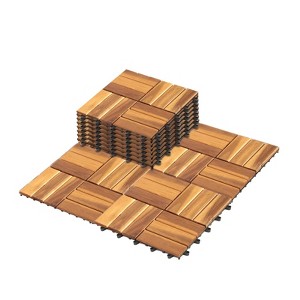 My Depot Outdoor Decking 12 in. W x 12 in. L Square Patio Natural Color Wood Interlocking Flooring Deck Tiles Straight Pattern - 1 of 4