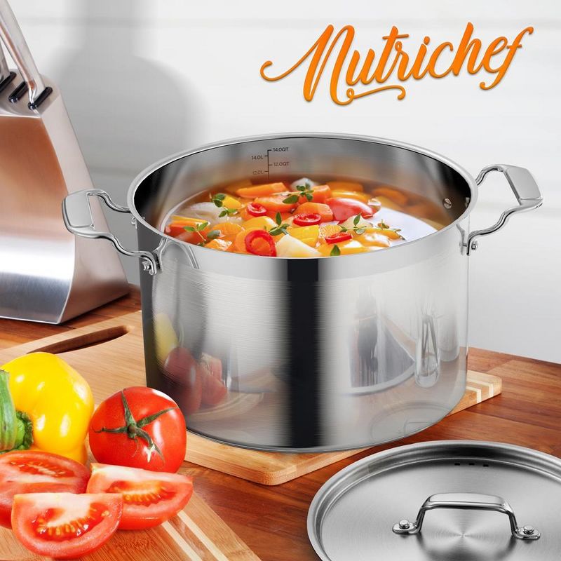 NutriChef Stainless Steel Cookware Stockpot - 14 Quart, Heavy Duty Induction Pot, Soup Pot with Stainless Steel, 3 of 4