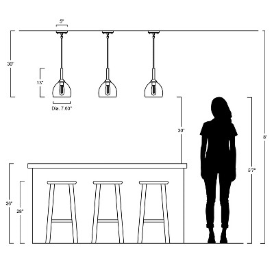 Alys 7.63" Modern Rustic Iron & Clear Glass LED Pendant - Black