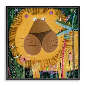 Stupell Industries Tiger in Tropical Jungle Kids' Safari Animal Black Framed Giclee Art - 1 of 4