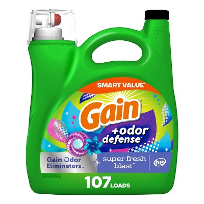 Gain + Odor Defense Super Fresh Blast Scent HE Compatible Liquid Laundry Detergent