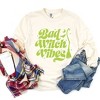 Simply Sage Market Women's Bad Witch Vibes Puff Print Long Sleeve Garment Dyed Tee - 3 of 4