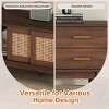 Mid-Century Modern TV Cabinet with Rattan Sliding Doors and Drawers, 70.87'' Media Console for Living Room or Bedroom Setup-Cuddlewood - 3 of 4