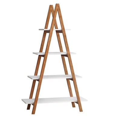 LIVAREEmlen Solid Bamboo Wood Oxford "A" Frame Ladder Display Bookshelf
