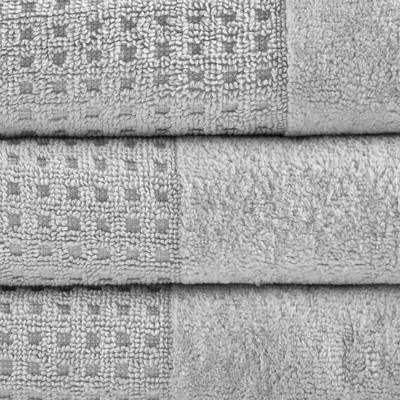 Gray Cotton Waffle Weave Hand Towel Set of Six