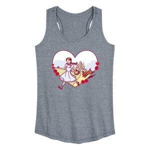 Women's Wizard of Oz Dorthy And Toto Heart Graphic Racerback Tank - Heather Grey - 2 X-Large - 1 of 4