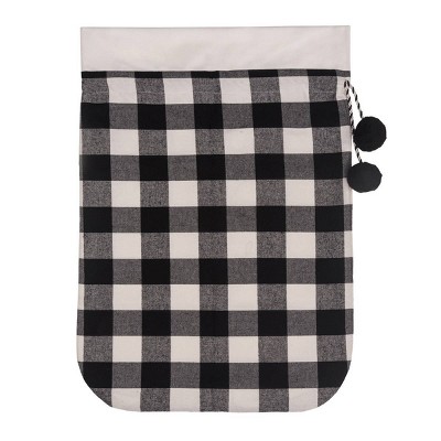 20in x 28in Santa Bag Buffalo Check Christmas Stocking Black/White - Haute Décor