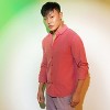 Campus Sutra Men Men's Coral Pink Solid Basic Shirt - 3 of 4