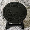 FURNIinspire Ottomans And Benches Carved Wooden Step Stool Fun Designs Premium Rubberwood Versatile Use, Floral Style, Black, 11.00"*11.00"*10.00" - 3 of 4