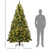 HOMCOM 7.5 FT PreLit Artificial Christmas Tree with Realistic Branches, 500 Warm White LED Lights and 1346 Tips, Green - 3 of 4