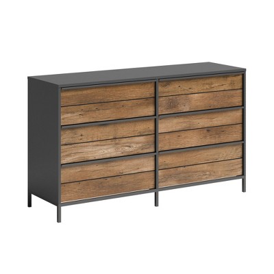 SKRAN Modern 6 Drawer Dresser ,Engineered Wood Double Dresser Organizer ,With Powder-Coated Metal Frame, Minimalist Handles for Living Room ,Nursery