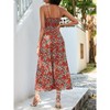 Womens Spaghetti Straps Summer Dresses Floral Sleeveless Beach Dress V Neck Drawstring High Waist A Line Casual Maxi Dress - 3 of 4