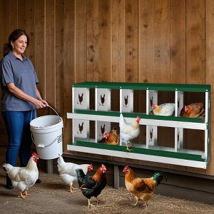 Nesting Boxes for Chickens, Metal Roll Out Laying Nest Box with Perch, Secure Lid Wall Mount or Free Standing - 1 of 4