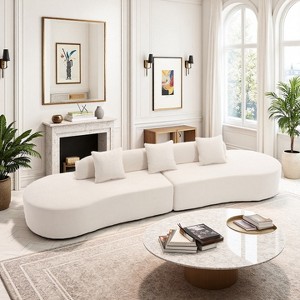 GDFStudio Xevor 130.5" Modern 4-Seater Terrycloth Upholstered Curved Sofa with 3 Pillows - 1 of 4
