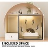 ATJafurn White 37.4 " cat litter box enclosure with glass door and rechargeable magnetic light strip with drawer and litter collection mat - 3 of 4