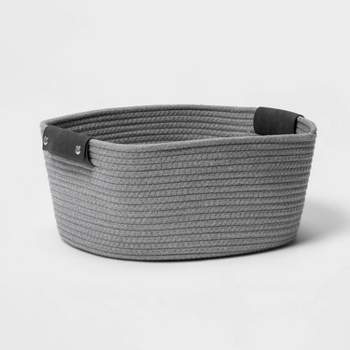 13" Half Coiled Rope Basket Gray - Brightroom™