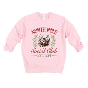 Simply Sage Market Women's Graphic Sweatshirt North Pole Social Club Reindeer - 1 of 4