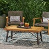 ACEPANO 45.75 in. W Outdoor Rosewood Coffee Table with Teak Veneer & Black Legs-Brown - 3 of 4