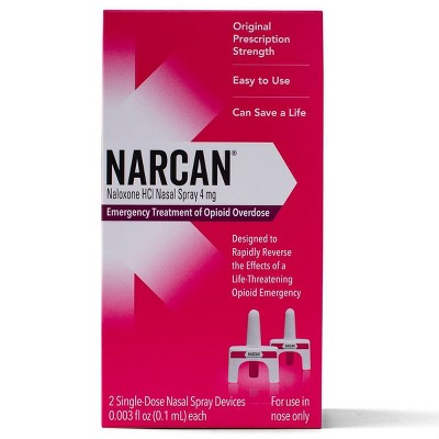 Narcan Nasal Spray 4mg Single Dose Opioid Overdose Emergency Treatment ...