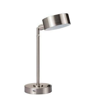 15" Traditional Flexible Metal Table Lamp with USB Port (Includes LED Light Bulb) Silver - Ore International