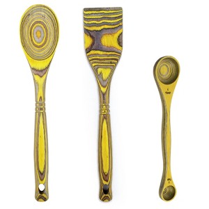 Island Bamboo Pakkawood 3 Piece Cooking Utensil Set with Spatula, Spoon, Measuring Spoon - 1 of 1