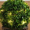 Nearly Natural 18-in UV Resistant Artificial Boxwood Ball Topiary with LED Lights in Decorative Planter (Indoor/Outdoor) - 3 of 4