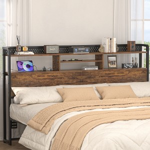 Aheaplus Storage Headboard with Led Lights & Charging Station - 1 of 4
