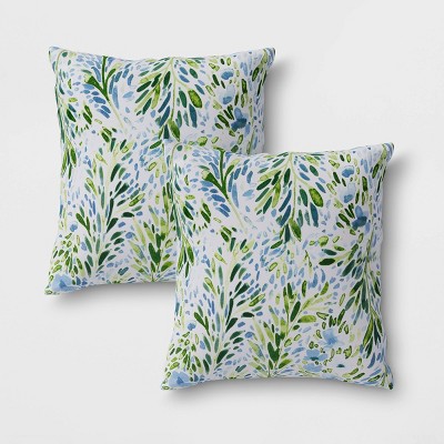 2pk Sammamish Floral Outdoor Throw Pillows DuraSeason Fabric™ Blue - Threshold™