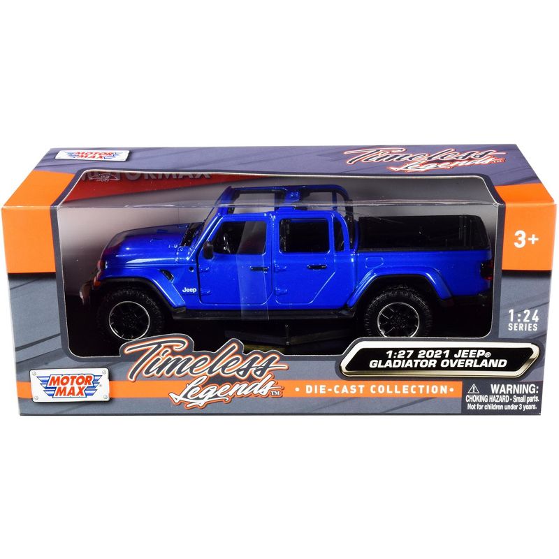 2021 Jeep Gladiator Overland (Open Top) Pickup Truck Blue Metallic 1/24-1/27 Diecast Model Car by Motormax, 1 of 4