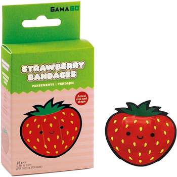 Gamago Strawberry Bandages | Set of 18 Individually Wrapped Self Adhesive Bandages