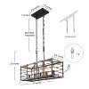 LNC Castle 5-Light 22" Farmhouse/Rustic Medium Rectangle Chandelier,Black and Light Gray Wood Tone - 3 of 4