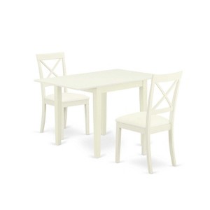 HomeStock 3-Piece Linen White Finish Solid Wood Top Dining Table Set - 1 of 4
