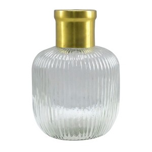 Transpac Glass 7 in. Gold Everyday Ribbed Vase - 1 of 2