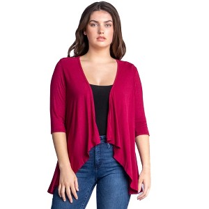 Womens Elbow Length Sleeve Open Cardigan - 24seven Comfort Apparel™ - 1 of 4