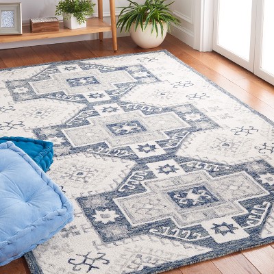 Ivory and Dark Grey Hand-Tufted Wool Area Rug, 3' x 5'
