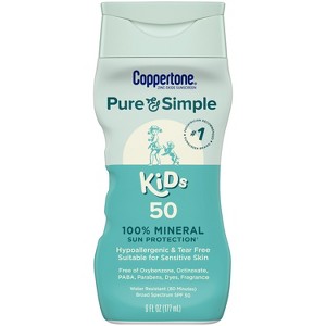 Coppertone Pure and Simple Kids Mineral Sunscreen Lotion - SPF 50 - 6 fl oz - 1 of 4