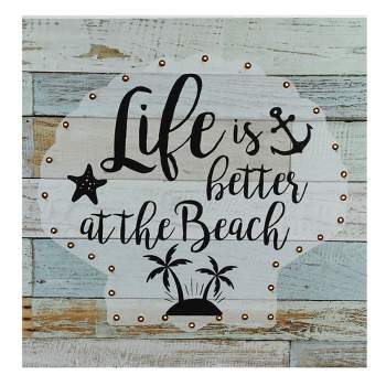 Northlight Battery Operated LED Lighted Beach Wall Art Plaque 12" x 12"