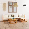 vidaXL - 6 Piece Outdoor Patio Lounge Set - Cream Cushioned, Acacia Wood Material, Weather Resistant, Modern Stylish Design, Includes Table & Footrest - 2 of 4