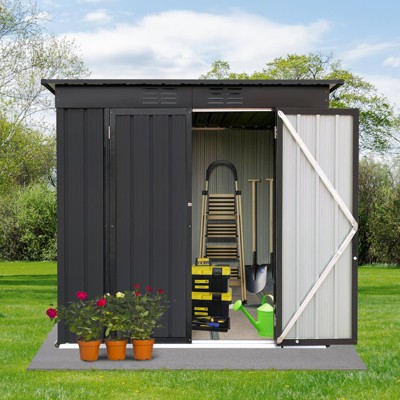 MOEPISY Metal garden sheds 4ftx6ft outdoor storage sheds black