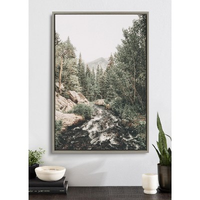 Gray Landscape Forest Scene Framed Canvas Art, 23x33