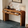 VYNXARIA Rustic Console Table with Fluted Drawer Front, Entryway Table with Curved Corners&Thick Legs(Brown) - 3 of 4